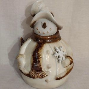 Kirkland Home Woodland Stoneware Snowman Cookie Jar